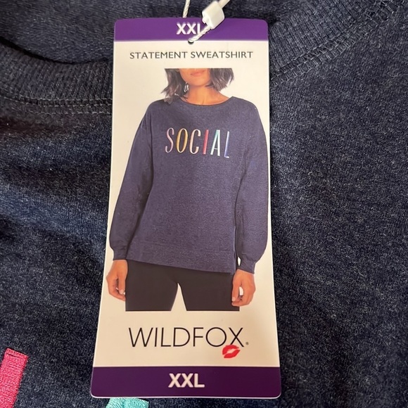 NEW Wildfox Social Navy Blue Statement Sweatshirt XXL - Picture 8 of 12
